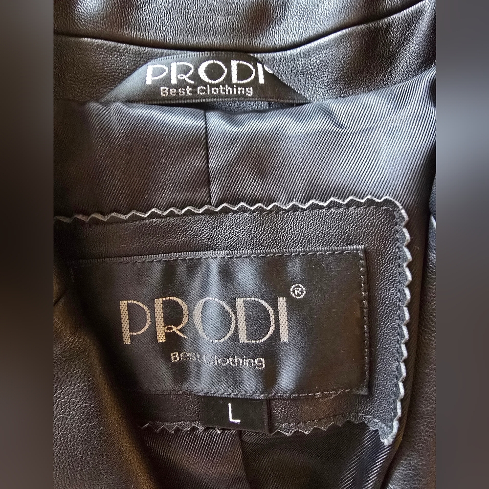 Womans Classic Black Leather Blazer Jacket Tailored Cut Office Biker Size Large - Picture 3 of 13
